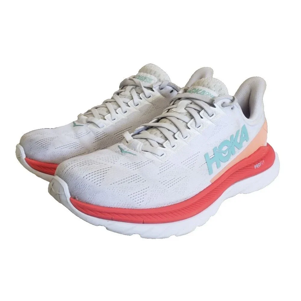 Hoka One One Mach 4 Women Size 9B 1113529 WFS White Fiesta Running Shoes